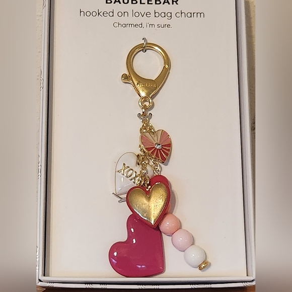 BaubleBar "Hooked On Love" Heart Bag Charm/Key Chain Brand New - Picture 6 of 7
